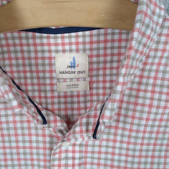 Johnnie O Hangin Out Long Sleeve Men's XXL Red & White Button Down JMWL3200 - Picture 13 of 16